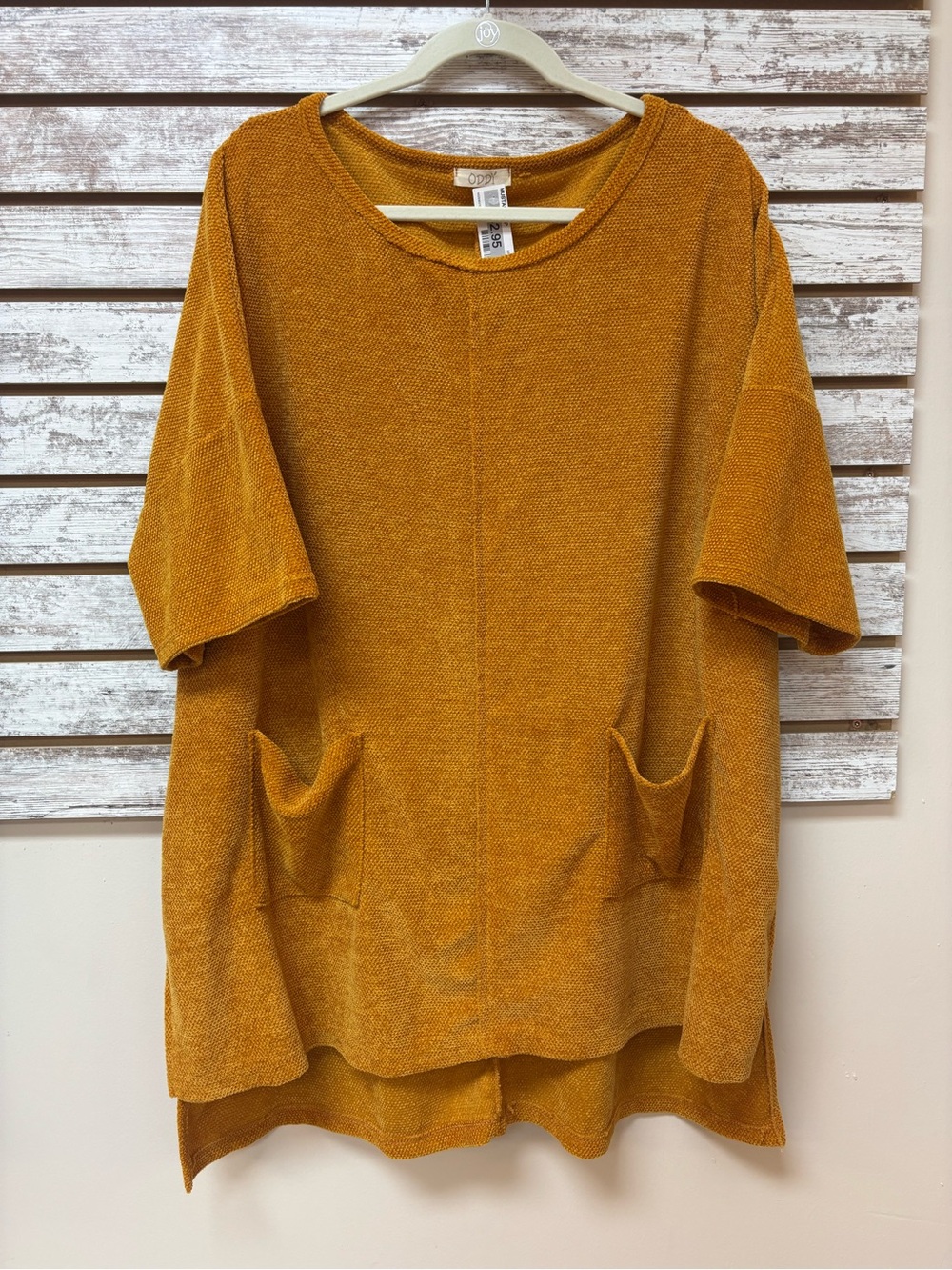 ODDI Mustard Oversized Knit Tunic Top Pocket Boho One Size NWT